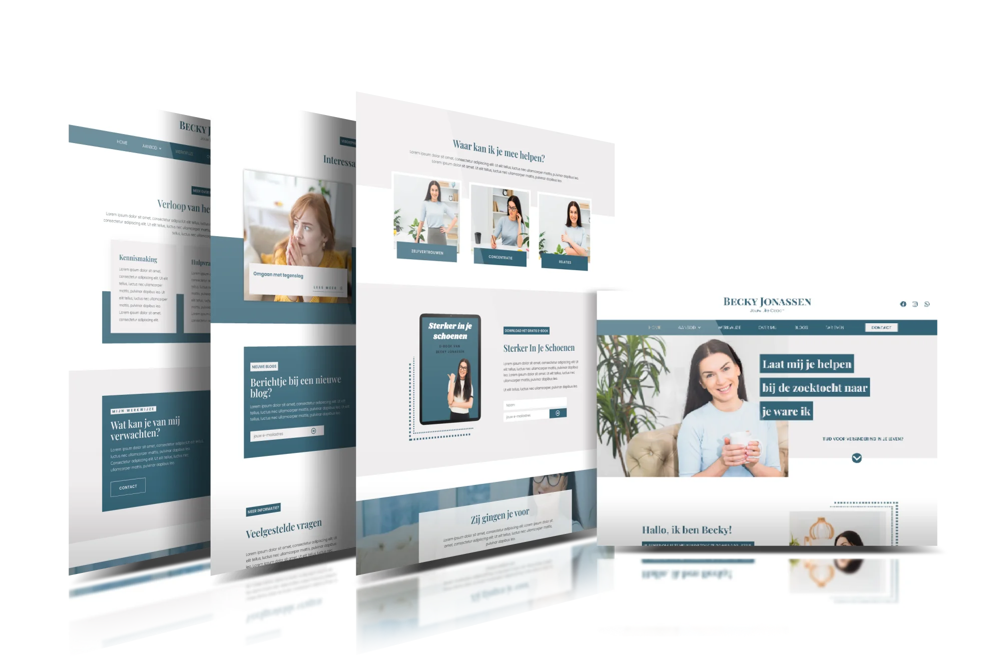 Voorbeelden van door MaFien gemaakte betaalbare website templates voor coaches en therapeuten