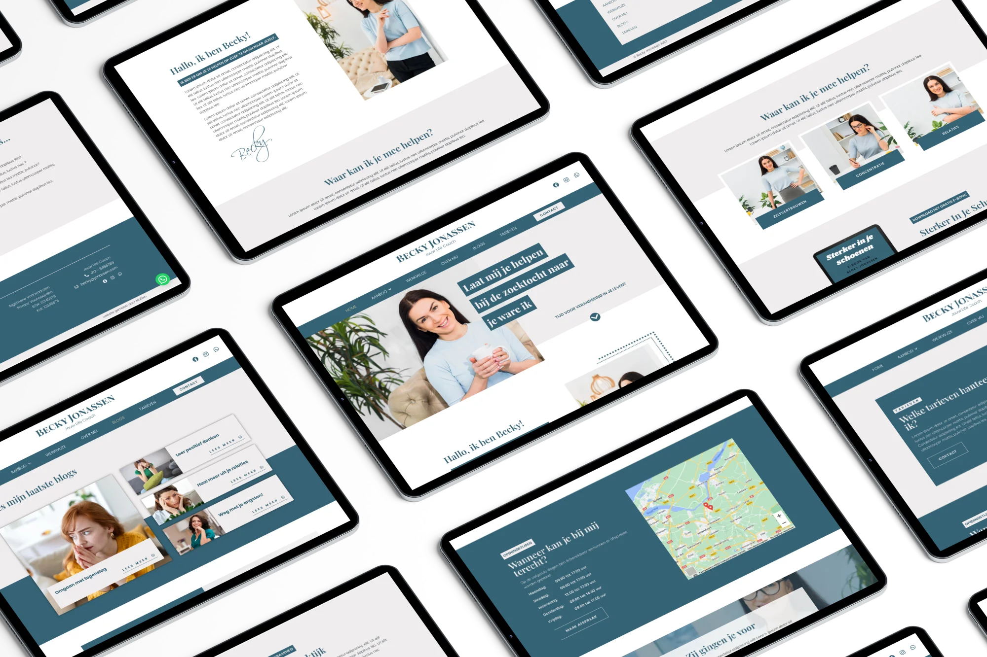 Voorbeelden van door MaFien gemaakte betaalbare website templates voor coaches en therapeuten