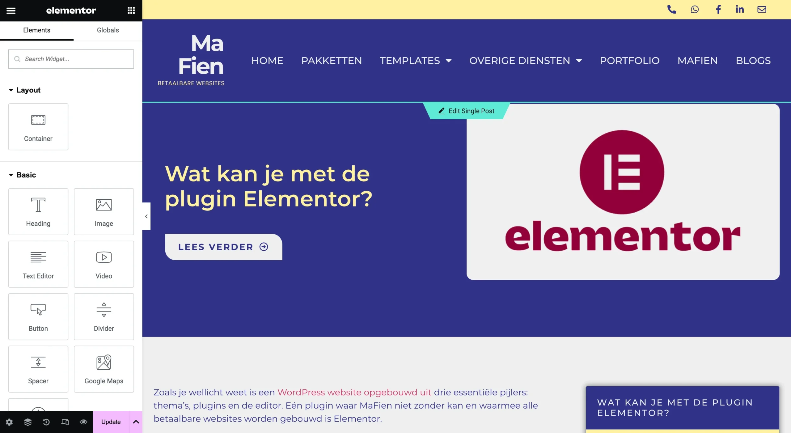 Kracht van Elementor